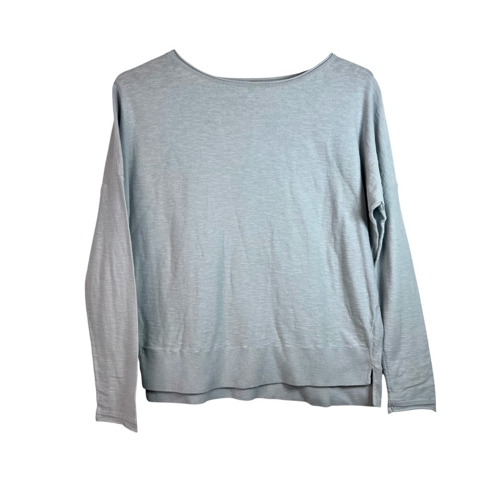 Vince Gray Blue Pullover Long Sleeve Tunic Blouse Size S Cotton Preppy Career